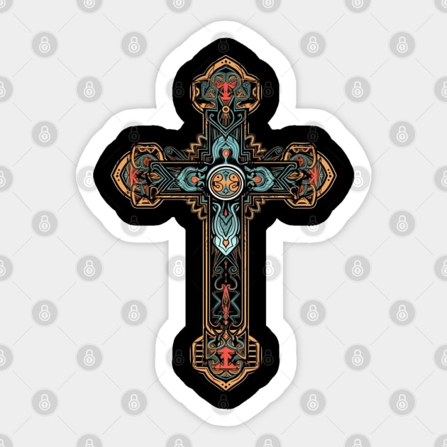 Ornate cross, Christian Cross Sticker by ChristianLifeApparel